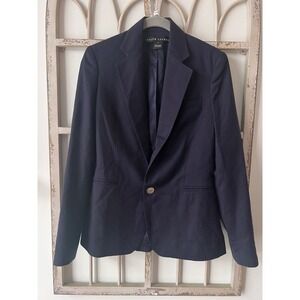 Ralph Lauren Black Label Women's Blazer Navy 100% Wool Jacket Size 2 Tailored